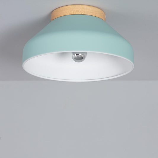 Plafonnier Rond en Aluminium et Bois Ø300 mm IP20