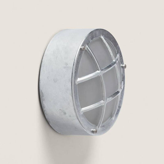 Plafonnier Extérieur Rond Hublot Ø200 mm IP44 en Acier Galvanisé