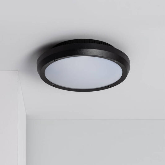 Plafonnier Extérieur Rond IP65 20W Noir, Installation en Saillie