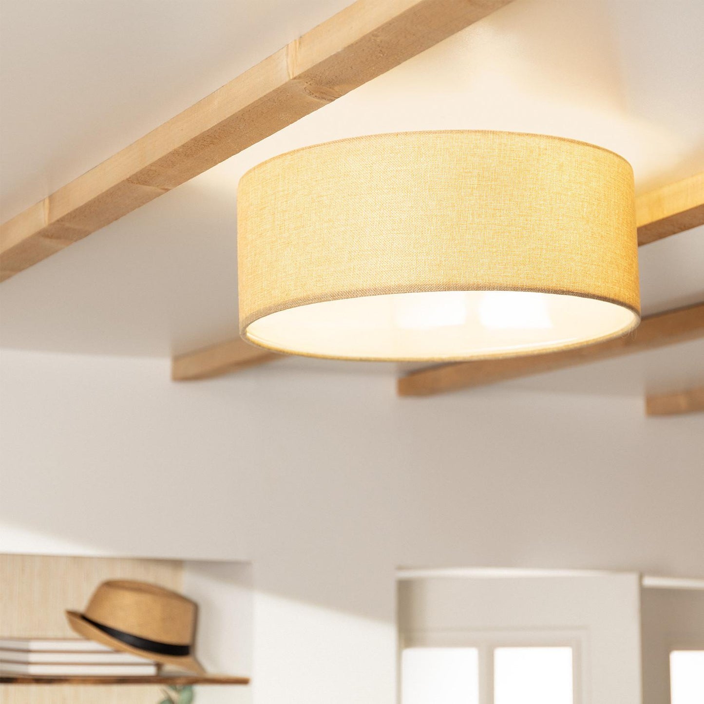 Plafonnier Rond en Tissu 450mm, IP20, 40W, Installation En Saillie