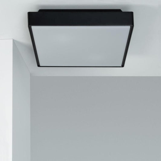 Plafonnier Extérieur Carré Julius 20W IP65, Double E27, Noir