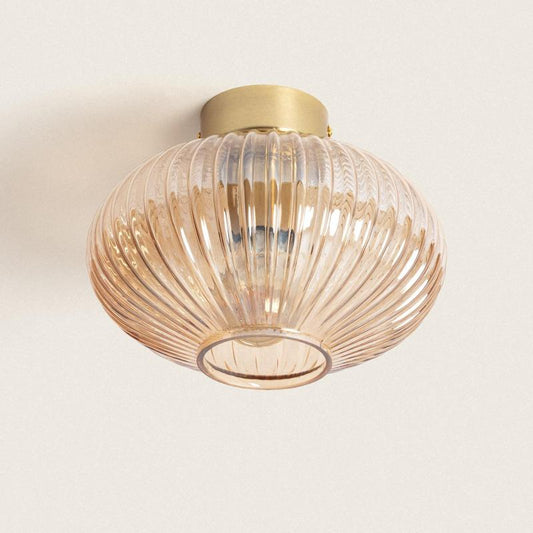 Plafonnier LED E27 Métal et Verre, IP20, Installation en Saillie