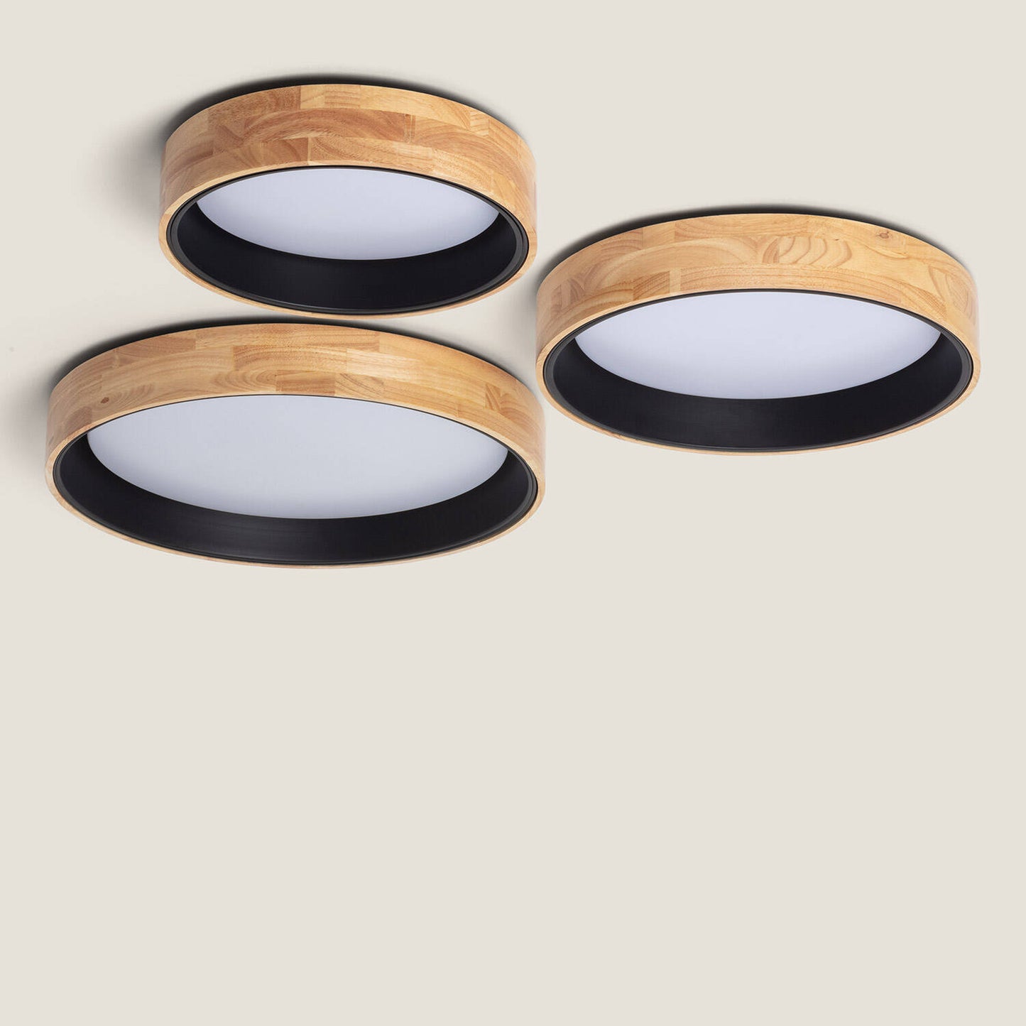 Plafonnier LED Rond 15W Bois Noir Ø370 mm IP20