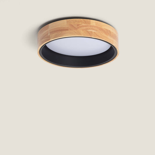 Plafonnier LED Rond 15W Bois Noir Ø370 mm IP20