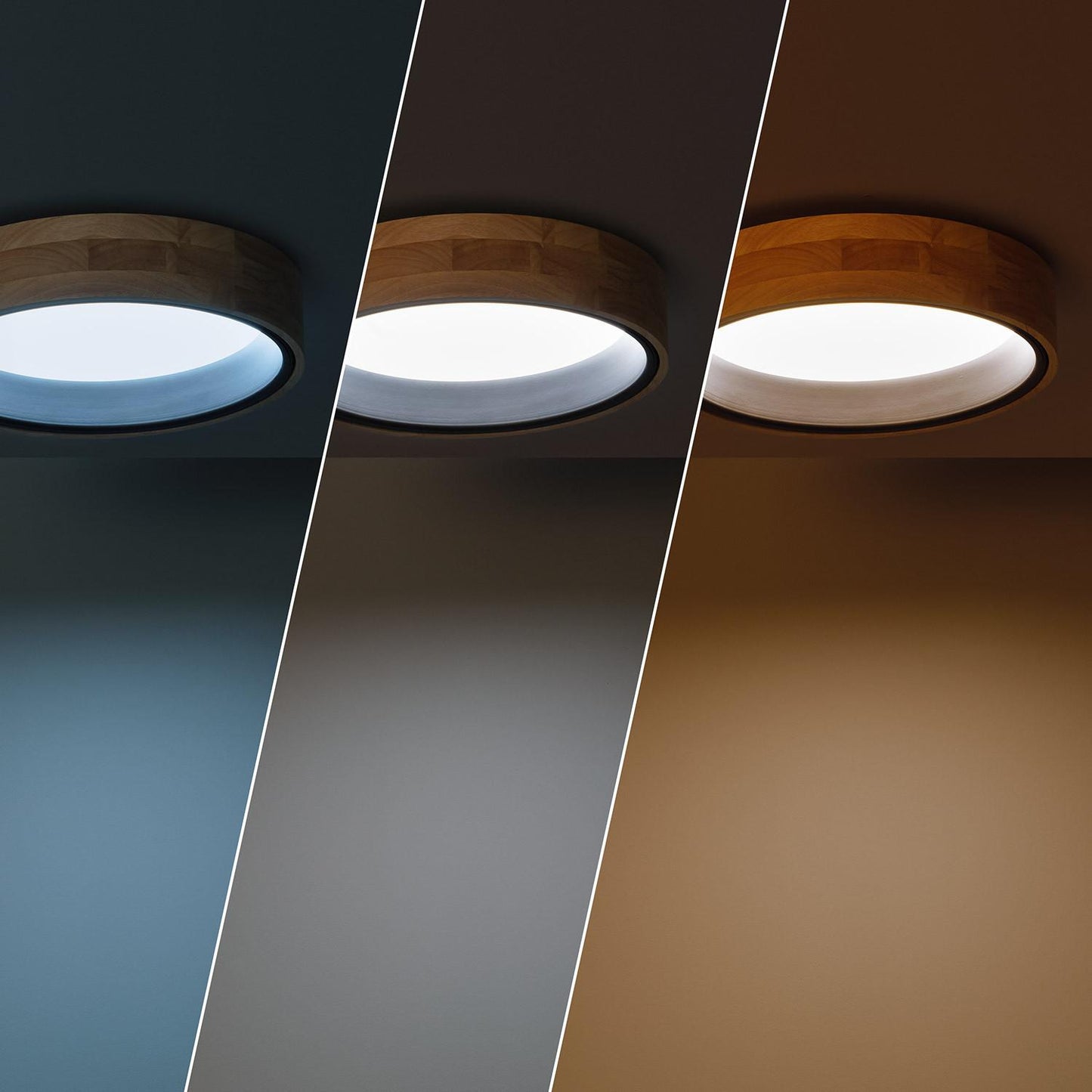 Plafonnier LED Rond 15W Bois Noir Ø370 mm IP20