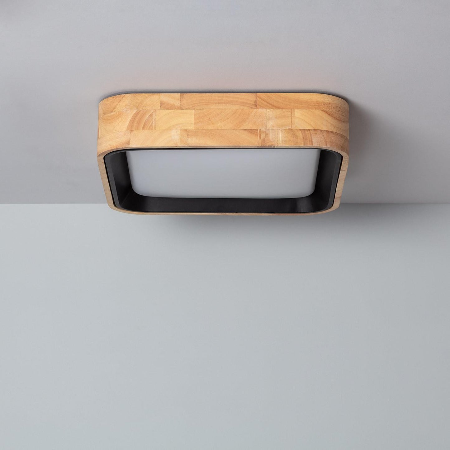 Plafonnier LED Carré 15W 370mm Bois Noir IP20