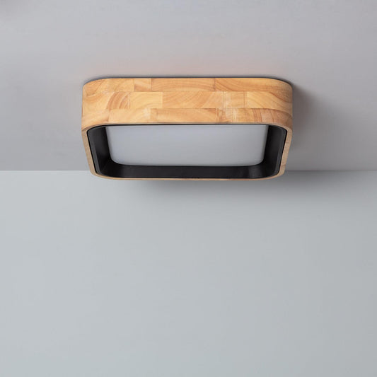 Plafonnier LED Carré 15W 370mm Bois Noir IP20