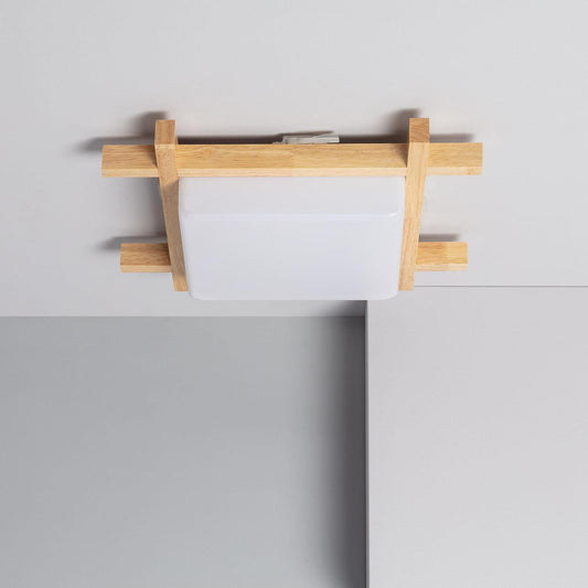 Plafonnier LED Carré 15W Bois 400x400 mm IP20 Non Dimmable