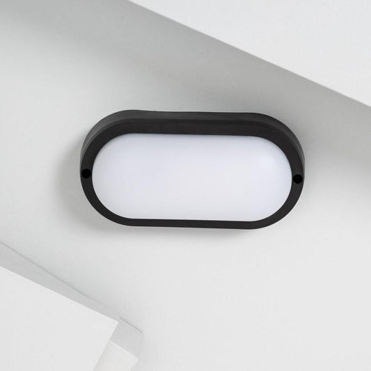 Plafonnier LED Ovale 15W IP65 Noir 85x173 mm