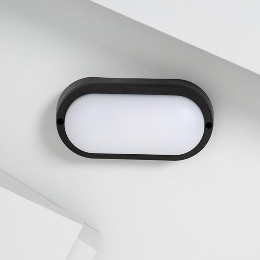 Plafonnier LED Ovale 15W IP65 Noir 85x173 mm