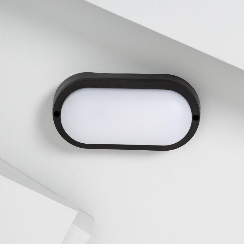 Plafonnier LED Ovale 15W IP65 Noir 85x173 mm