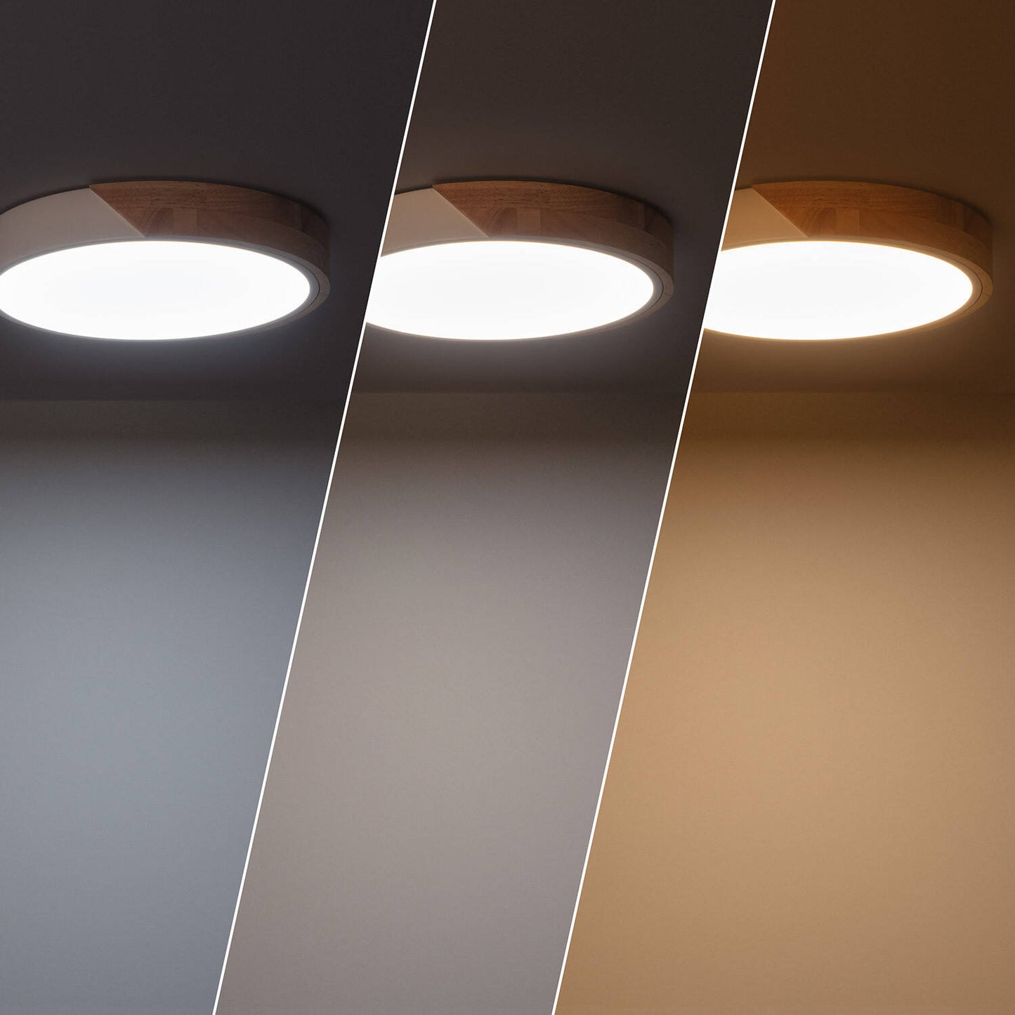 Plafonnier LED Rond 18W Bois Semi-Dari Ø320 mm IP20