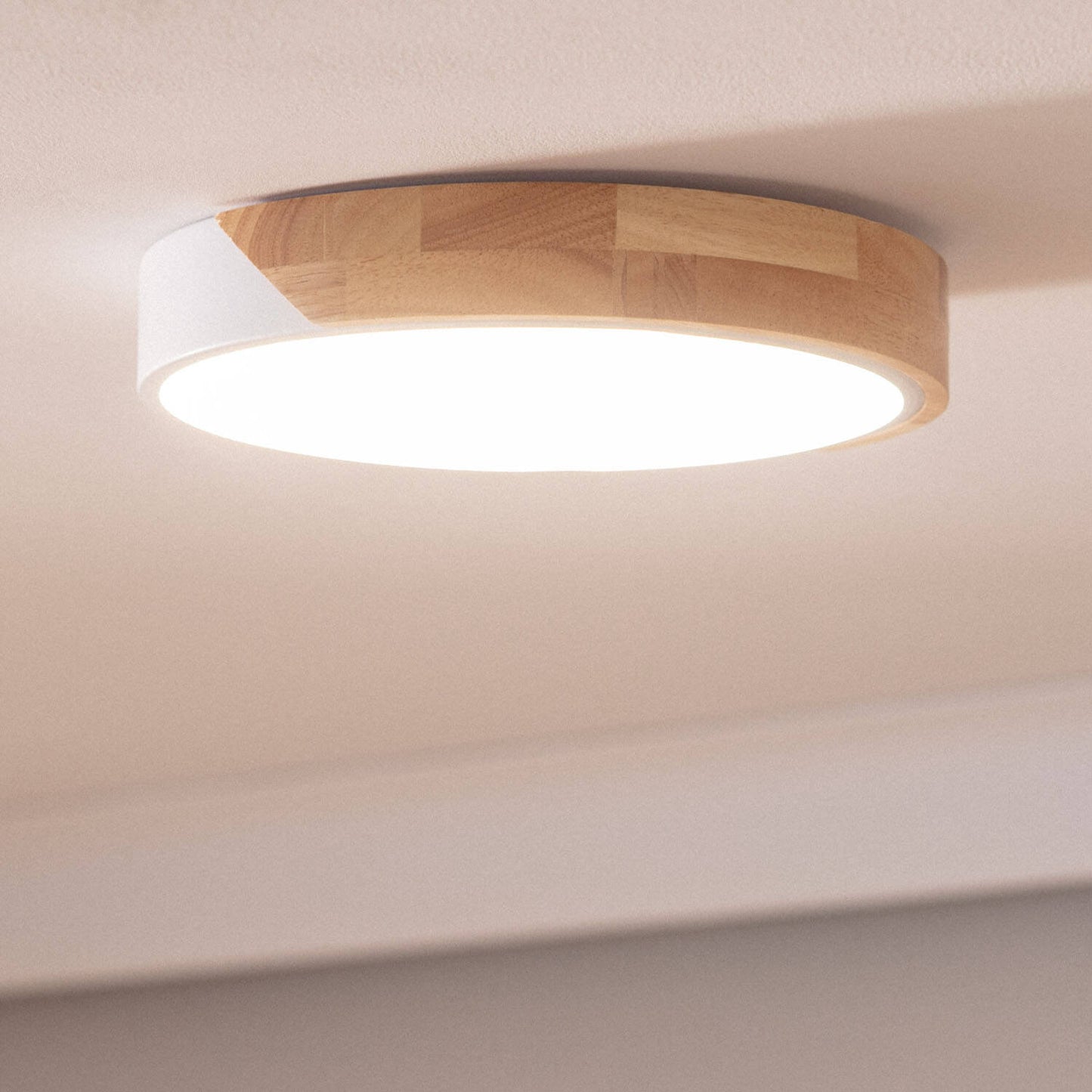 Plafonnier LED Rond 18W Bois Semi-Dari Ø320 mm IP20