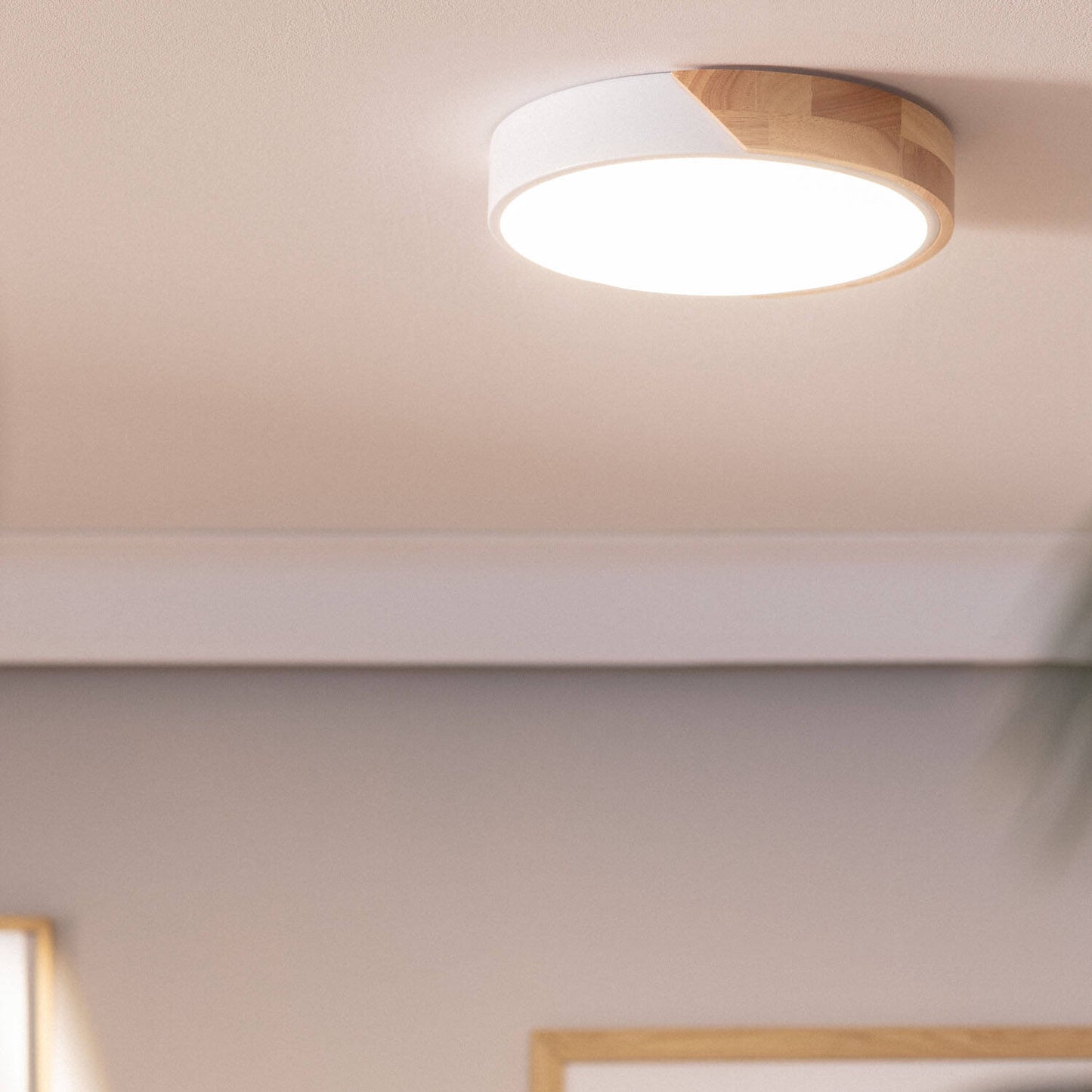 Plafonnier LED Rond 18W Bois Semi-Dari Ø320 mm IP20