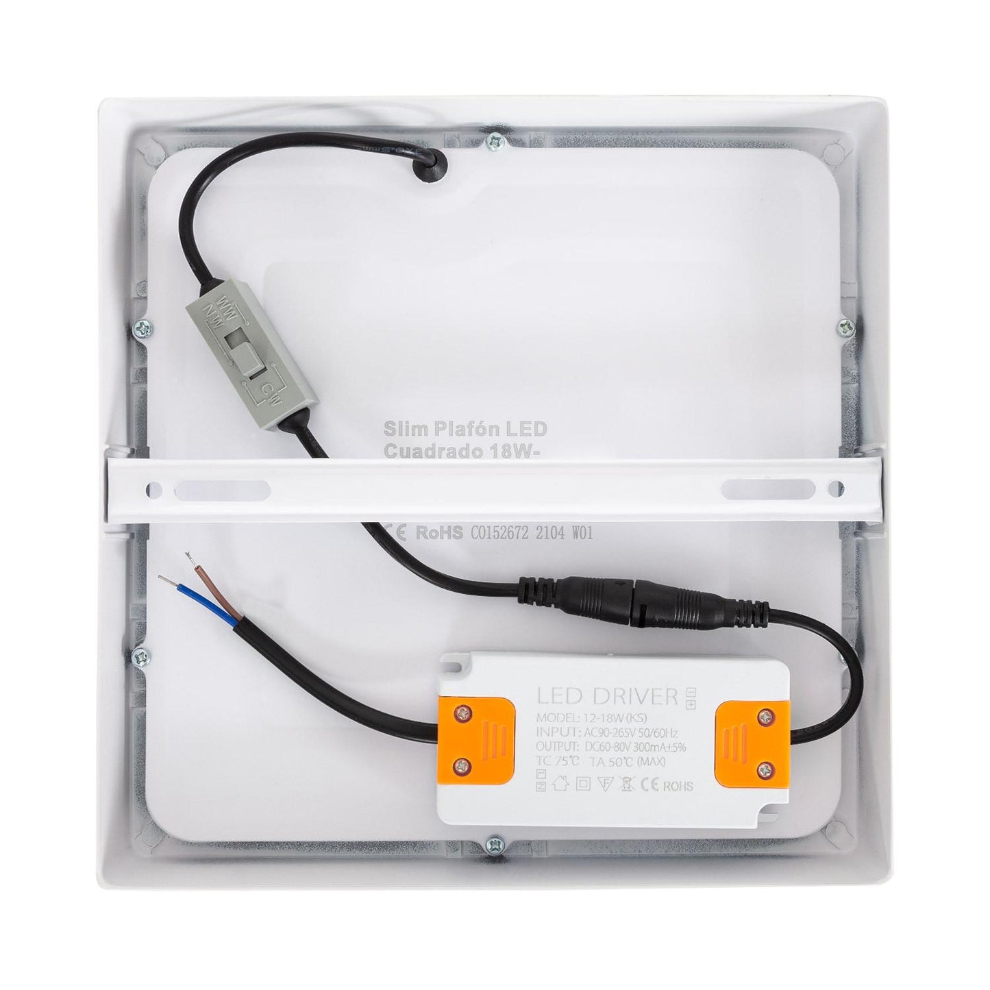 Plafonnier LED Carré 18W Extra-Plat 205x205 mm IP20 Non-Dimmable
