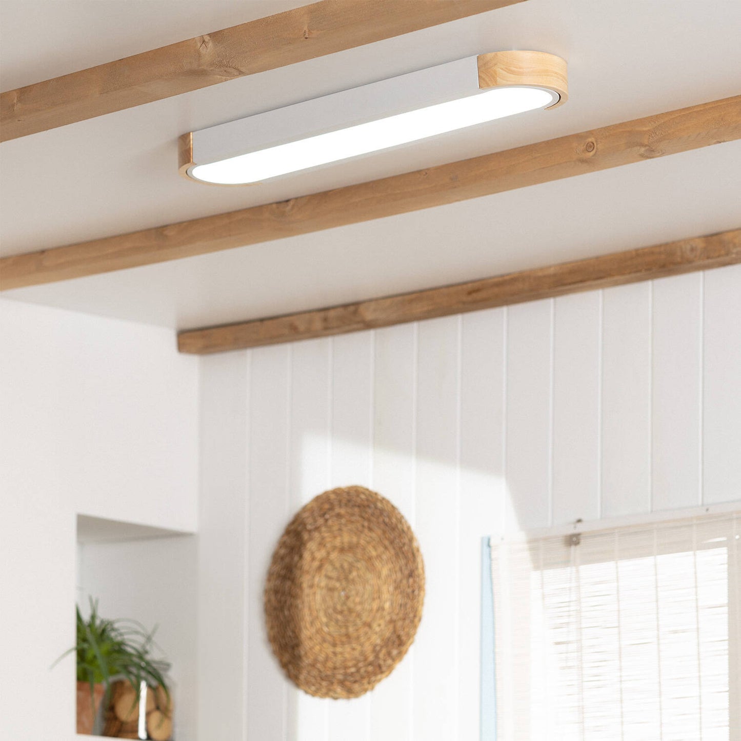 Plafonnier LED 18W 140x650 mm Bois et Métal IP20 Non Dimmable