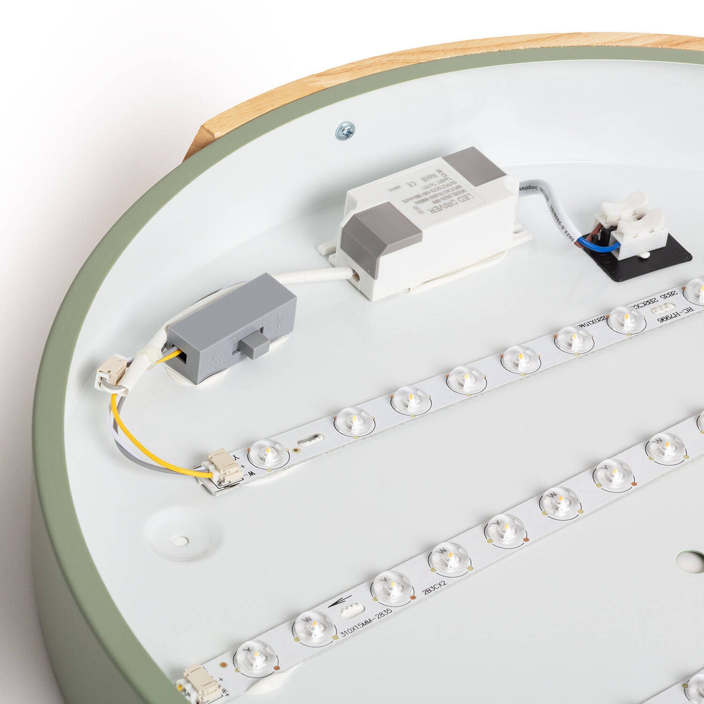 Plafonnier LED Rond en Bois 24W, IP20, Ø418 mm