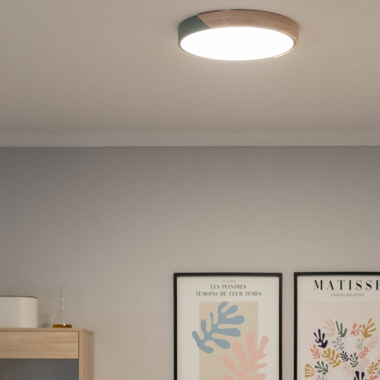 Plafonnier LED Rond en Bois 24W, IP20, Ø418 mm