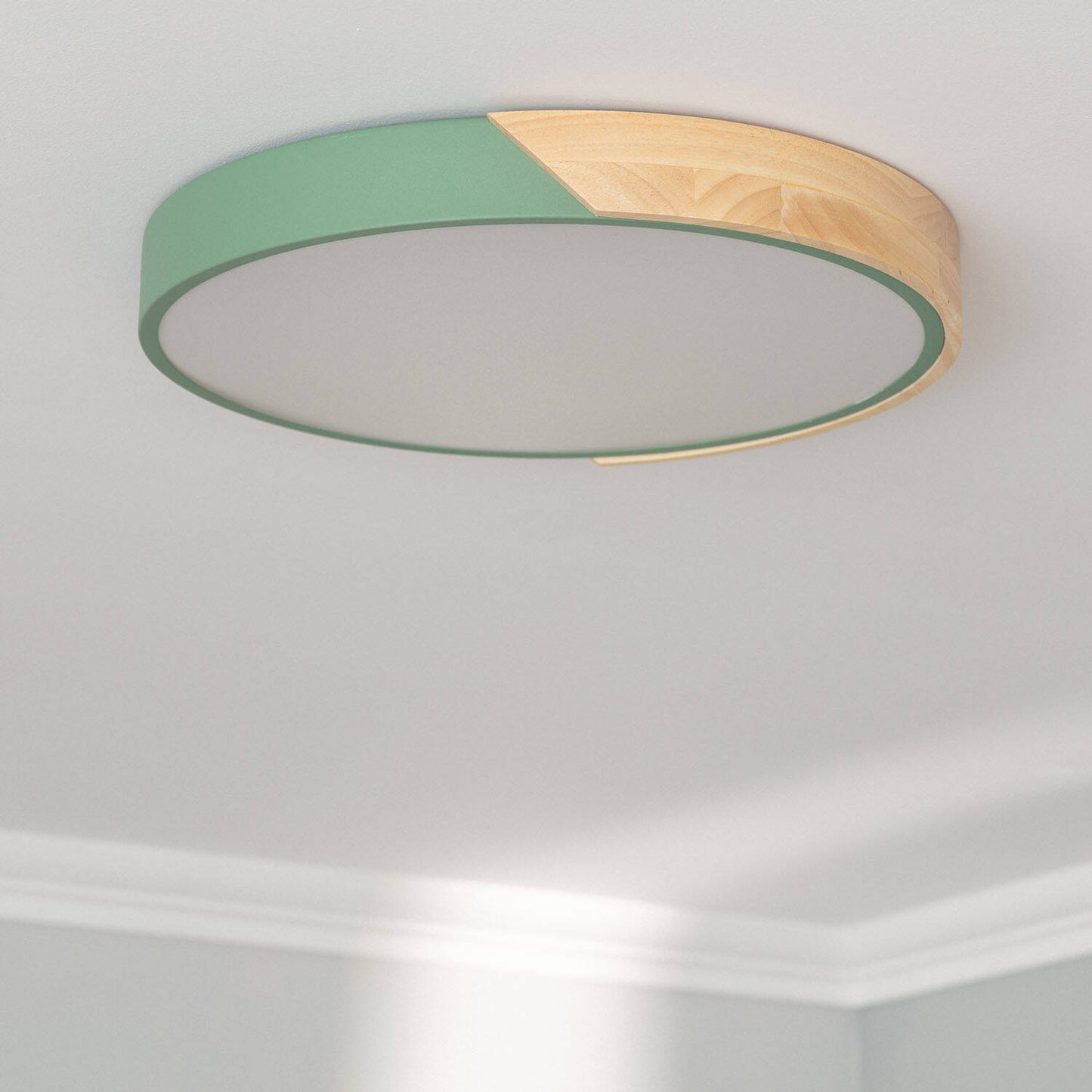 Plafonnier LED Rond en Bois 24W, IP20, Ø418 mm