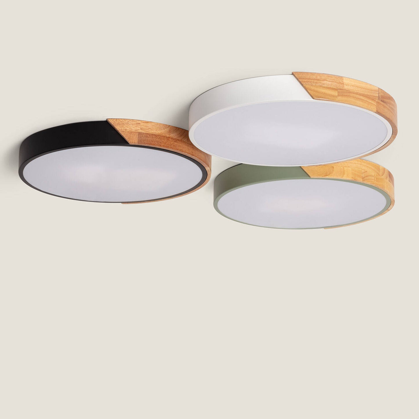 Plafonnier LED Rond en Bois 24W, IP20, Ø418 mm