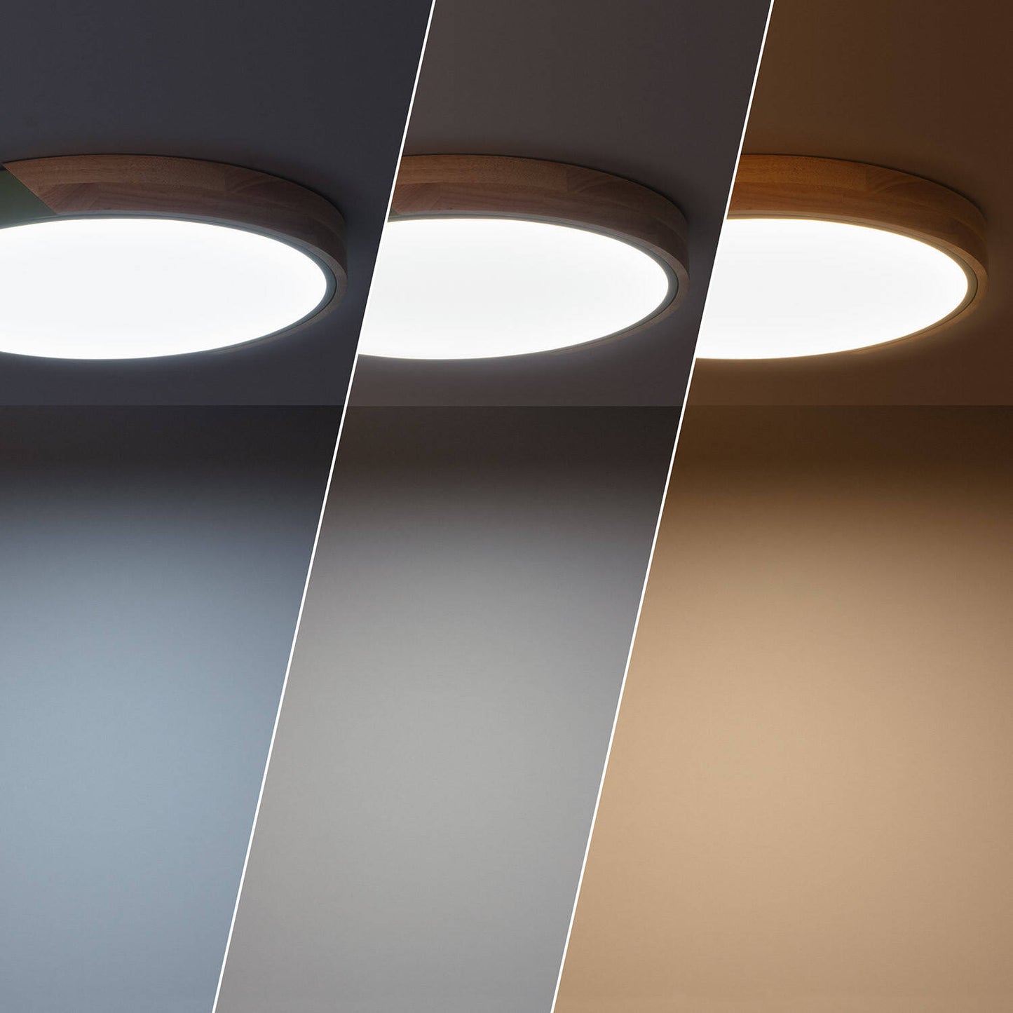 Plafonnier LED Rond en Bois 24W, IP20, Ø418 mm
