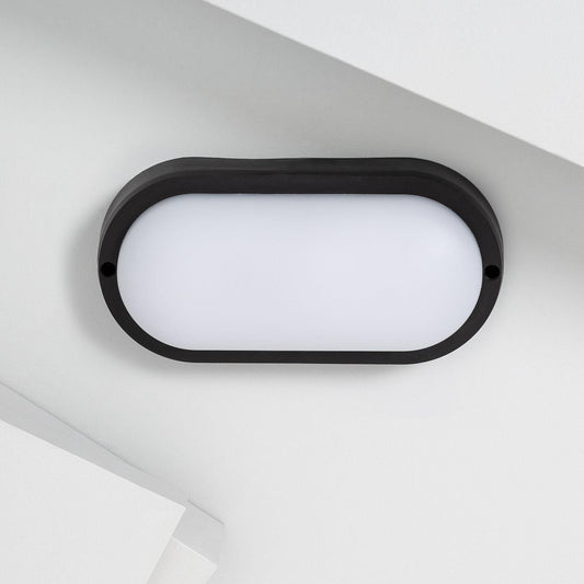 Plafonnier LED Ovale 25W IP65 Noir 98x198 mm