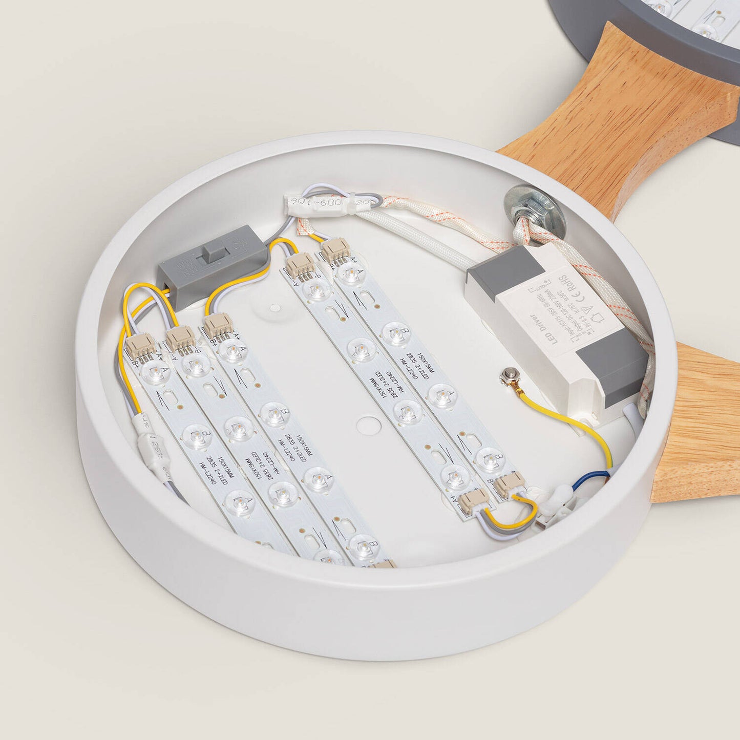 Plafonnier LED en Bois et Métal 30W, IP20, Non Dimmable