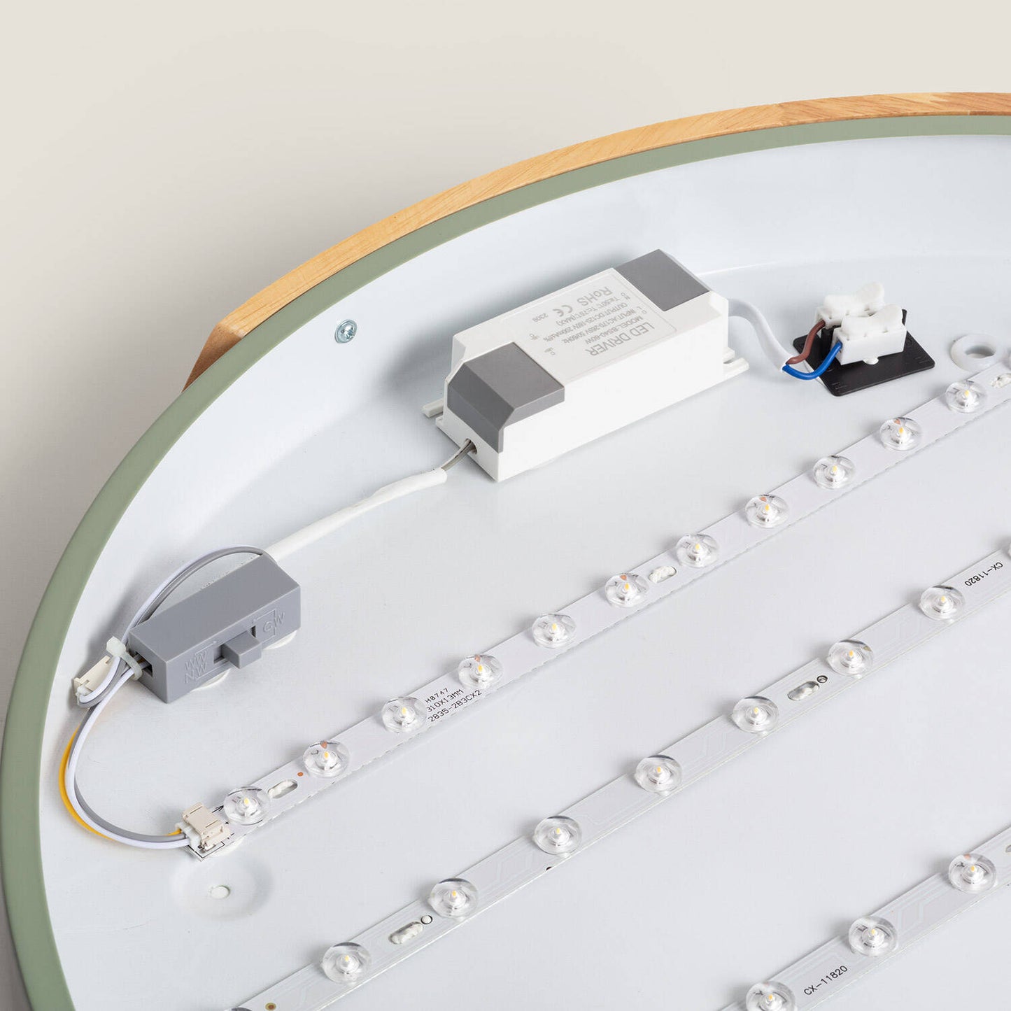 Plafonnier LED Rond en Bois 36W, Ø500 mm, IP20