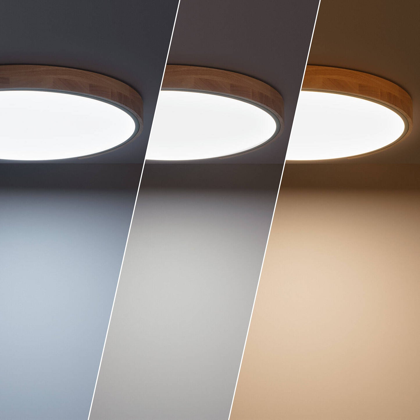 Plafonnier LED Rond en Bois 36W, Ø500 mm, IP20