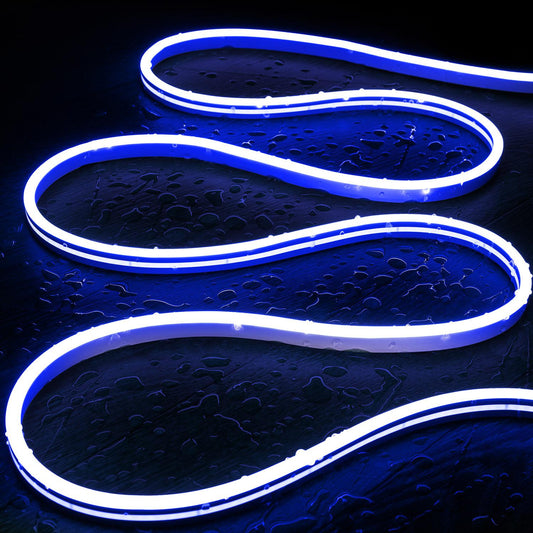 Gaine Néon LED 48V 8W/m Bleu IP65, Découpe 5 cm, Dimmable