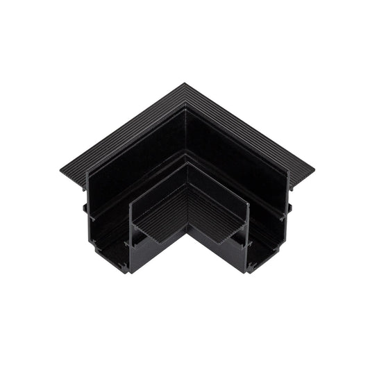 Raccord en L Horizontal pour Rail Magnétique 20mm, Installation Encastrée, Aluminium Noir