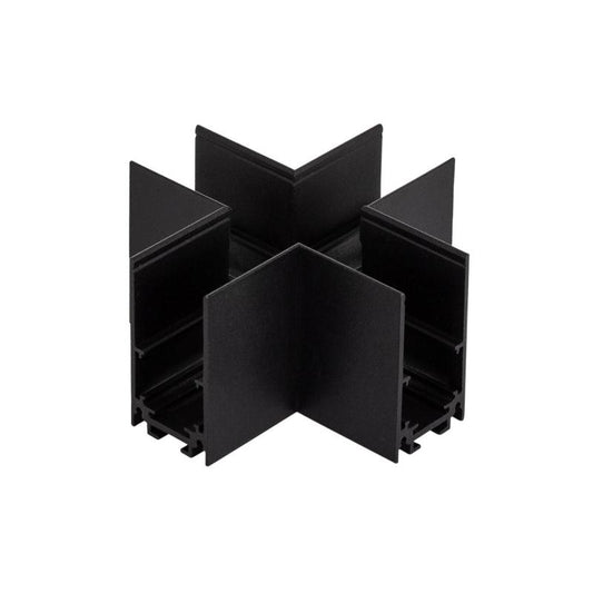 Raccord en X pour Rail Magnétique 20mm en Aluminium Noir