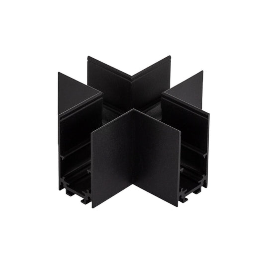 Raccord en X pour Rail Magnétique 20mm en Aluminium Noir